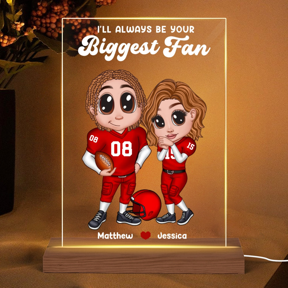 Personalized Y2K Football Couple Acrylic LED Night Light,  Gift for Couples
