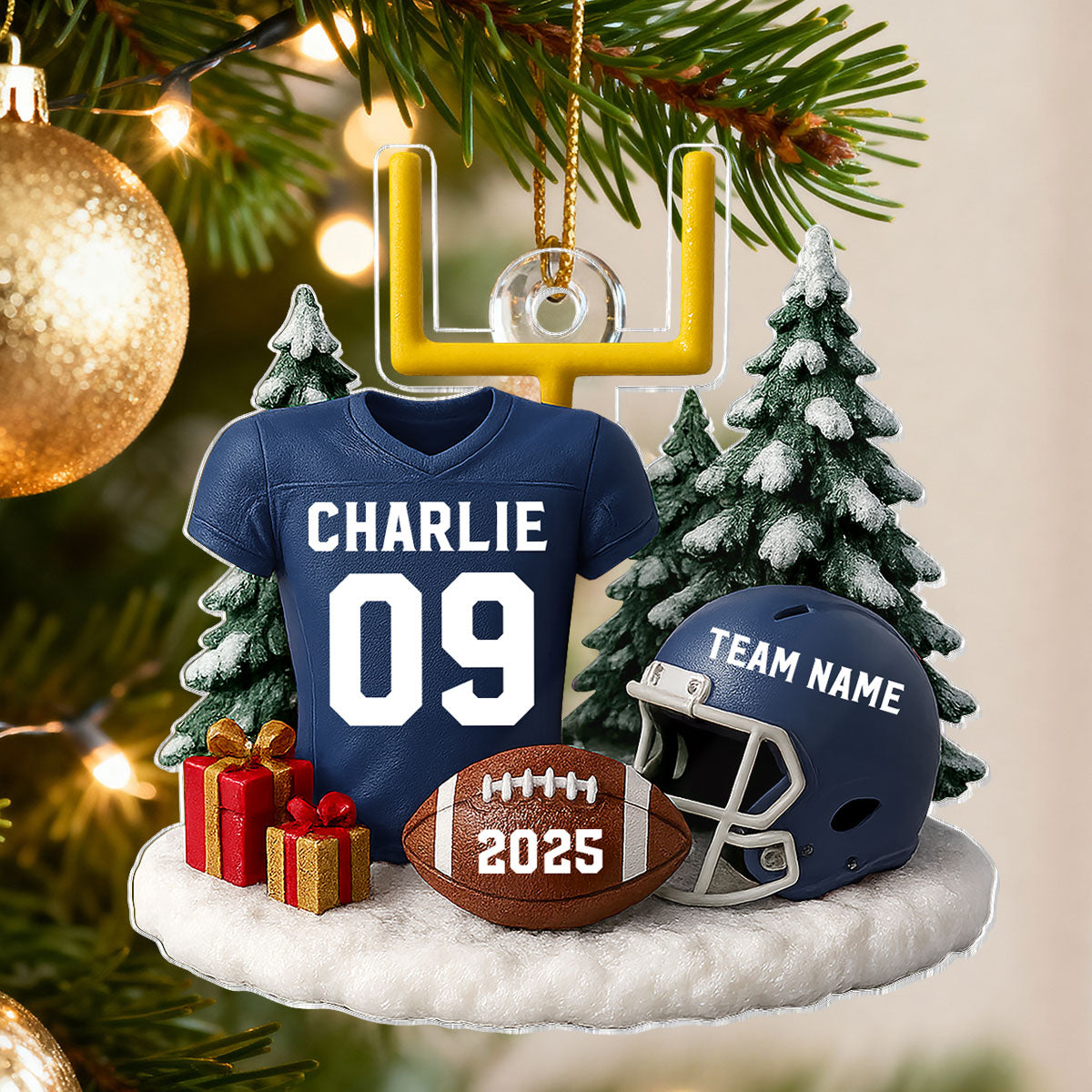 3D Effect Proud American Football Player Uniform - Personalized Acrylic Car Hanger - Gift For Football Lovers, Football Team