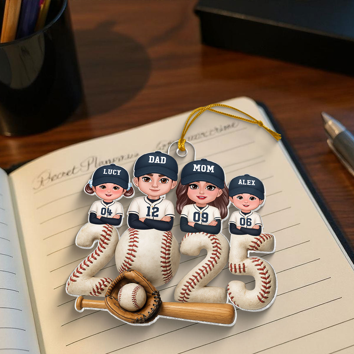 3D Effect Christmas Baseball Family Together We're A Team - Personalized Acrylic Ornament - Gift For Family