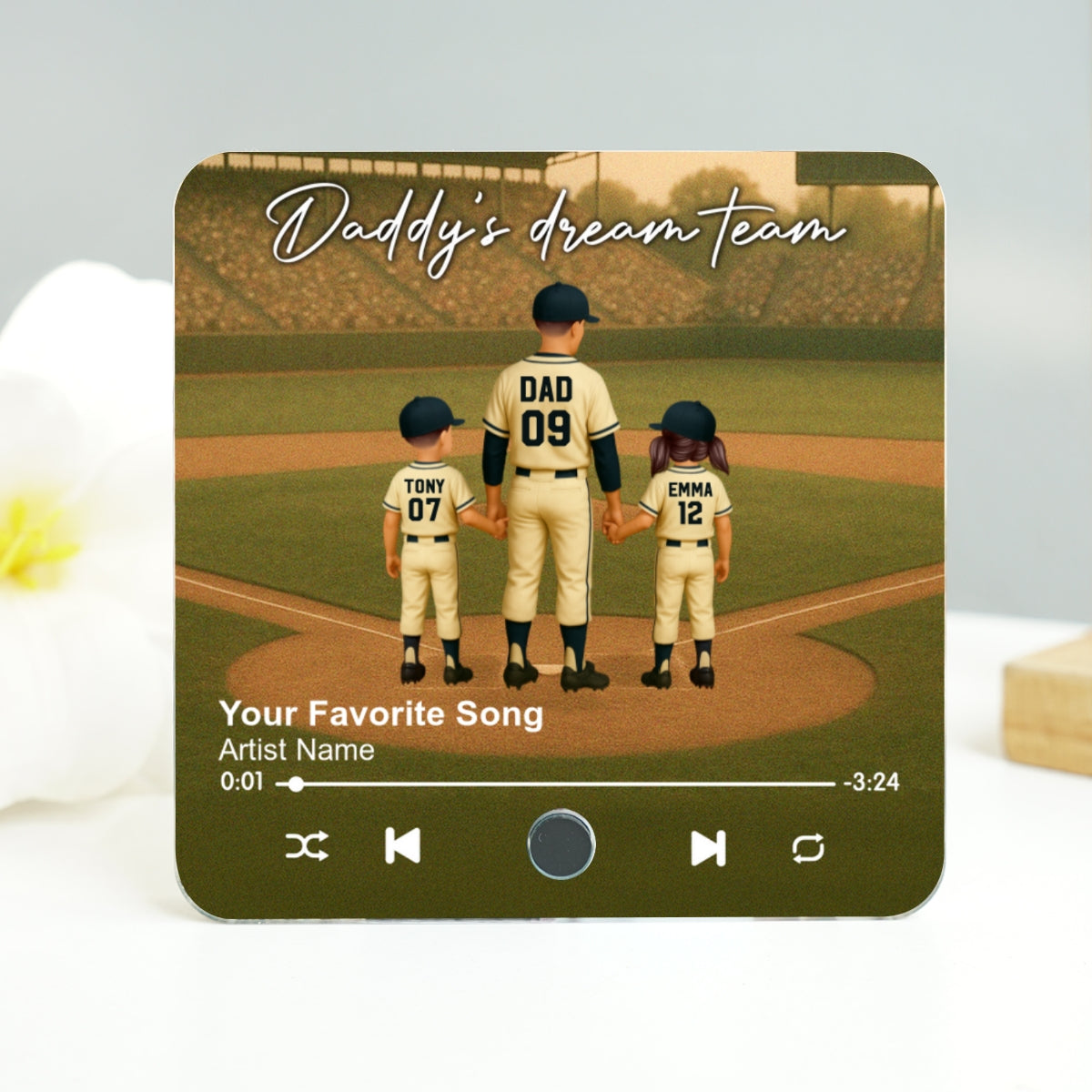 We Caught The Best Dad Man & Kids Standing Personalized Music Fridge Magnet
