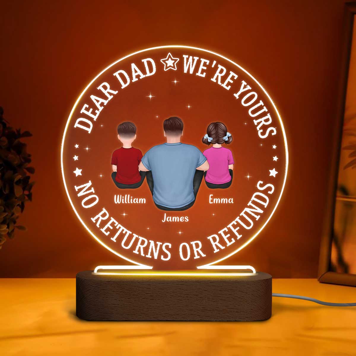 Dad We‘re Yours Personalized Circle LED Night Light