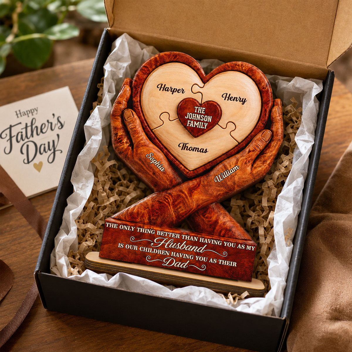 Our Children Having You As Their Dad 2D Flat Printed - Personalized 2-Layered Wooden Plaque - Father's Day Gift For Husband
