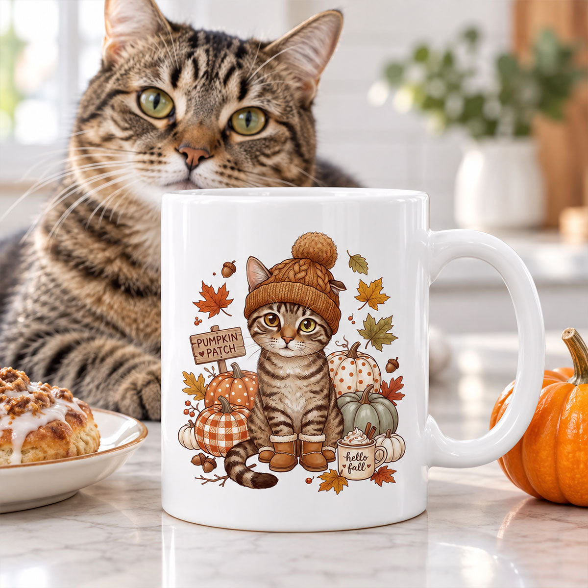 Custom Dog Photo Pumpkin Patch - Personalized Mug - Fall Gift for Dog Moms, Cat Moms, Pet Lovers