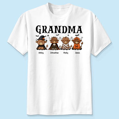 Halloween Highland Cow Grandma Personalized Shirt