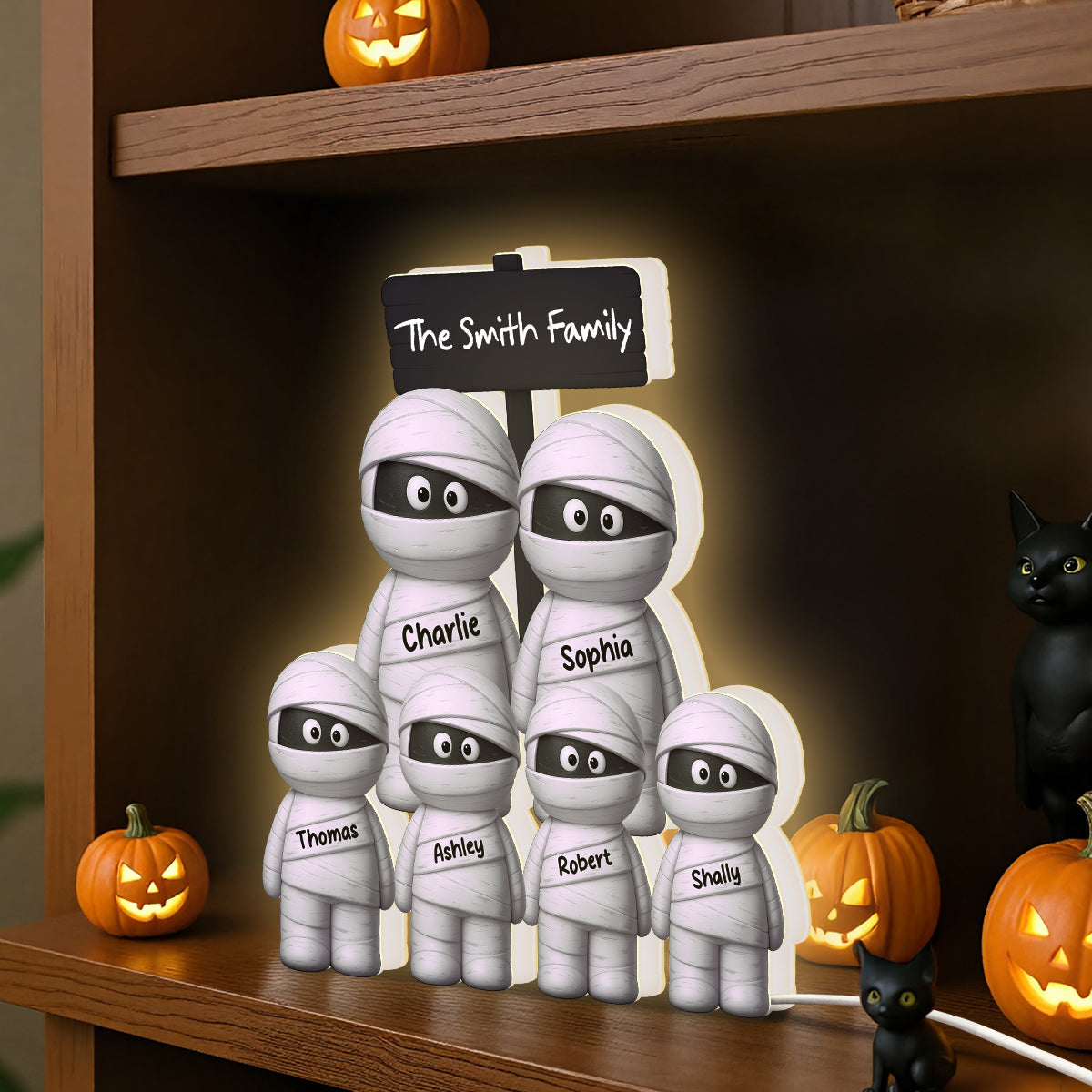 Halloween Cute Funny Mummy Family Personalized LED Light Box, Halloween Home Decoration