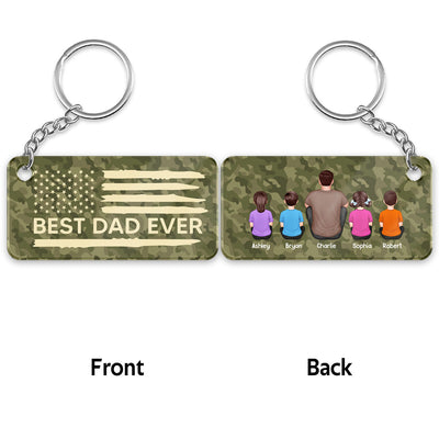 Best Dad Ever Nation Flag Back View Sitting Man & Kids Camouflage Pattern Personalized Acrylic Keychain