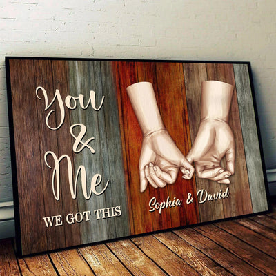 Personalized Couple Hands Pinnky Promise Colorful Palette Poster, Wall Art Home Decor Personalized Poster,  Gift, Anniversary Gift for Couples