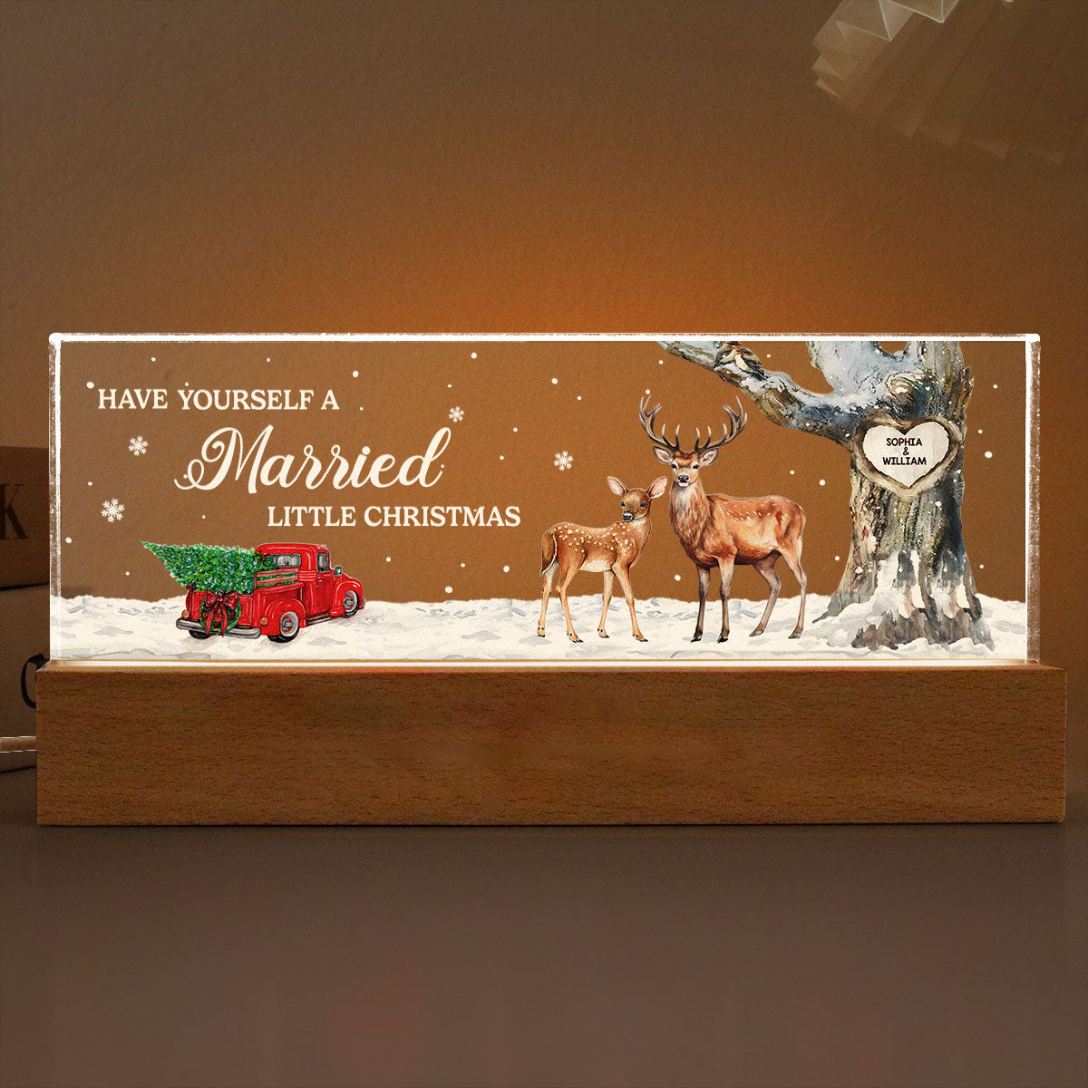 God Blessed The Broken Road Personalized Acrylic Block LED Night Light, Christmas Gift for Couples