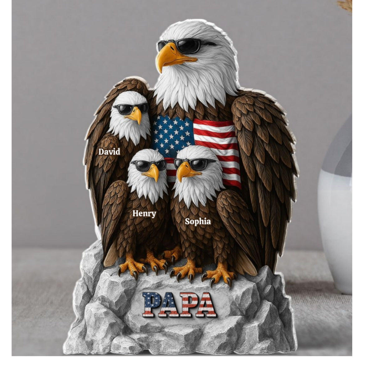 Eagle Dad Grandpa Personalized Acrylic Block Plaque, Perfect Keepsake, Paperweight, 2025 Father's Day Gift For Dad, For Grandpa
