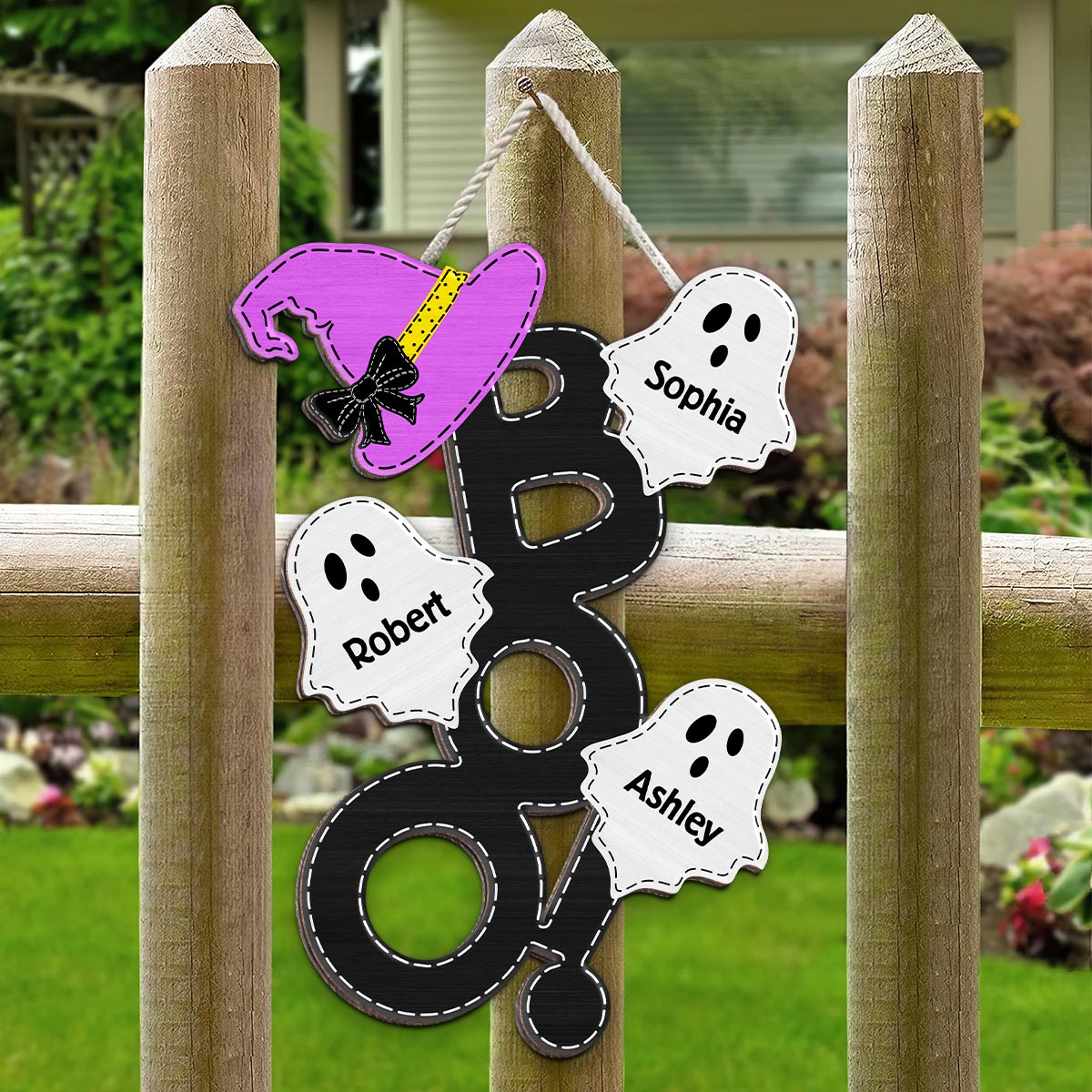 BOO Family Halloween Personalized Wood Sign, Halloween Decoration