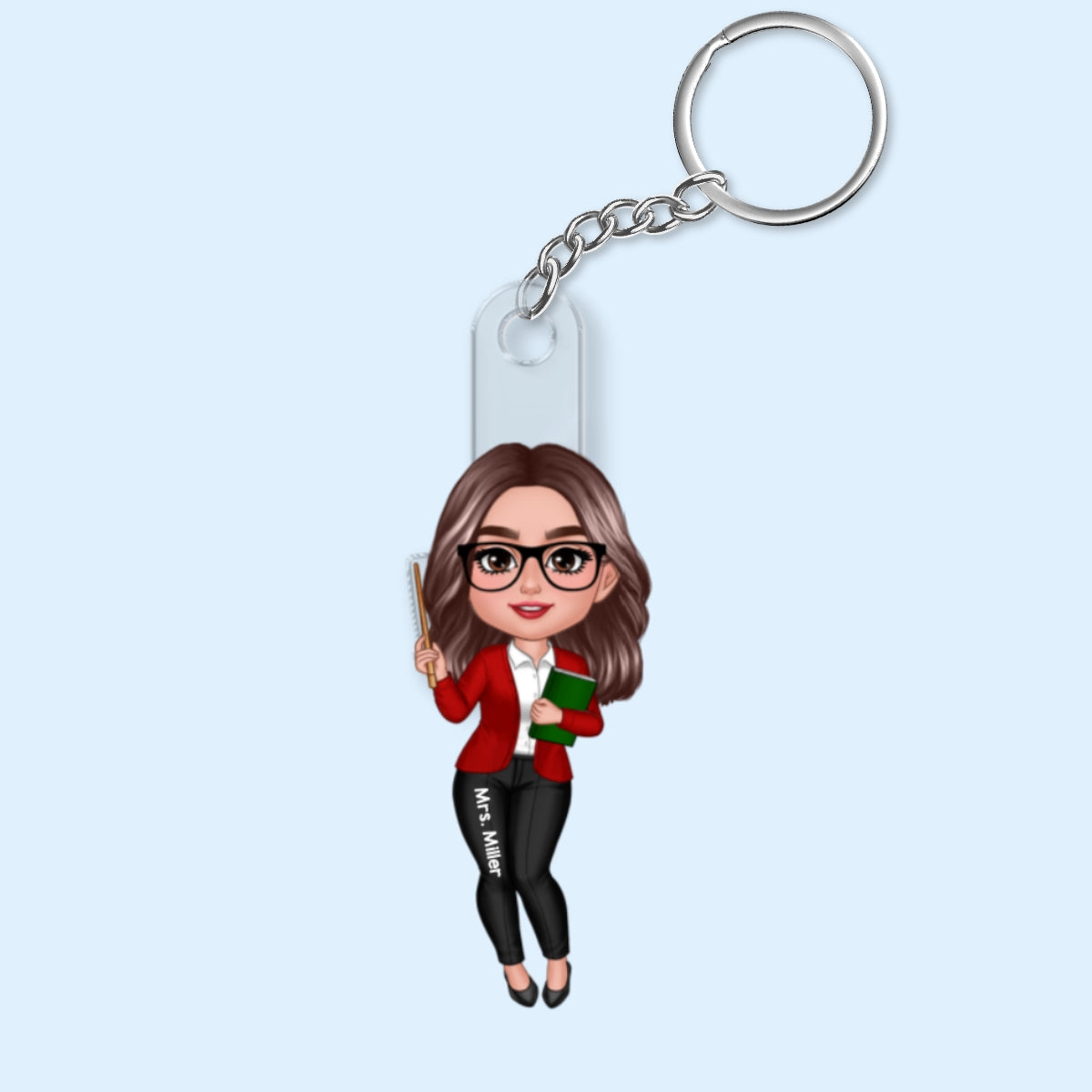Happy Doll Teacher Personalized Acrylic Keychain, Back To School Gift