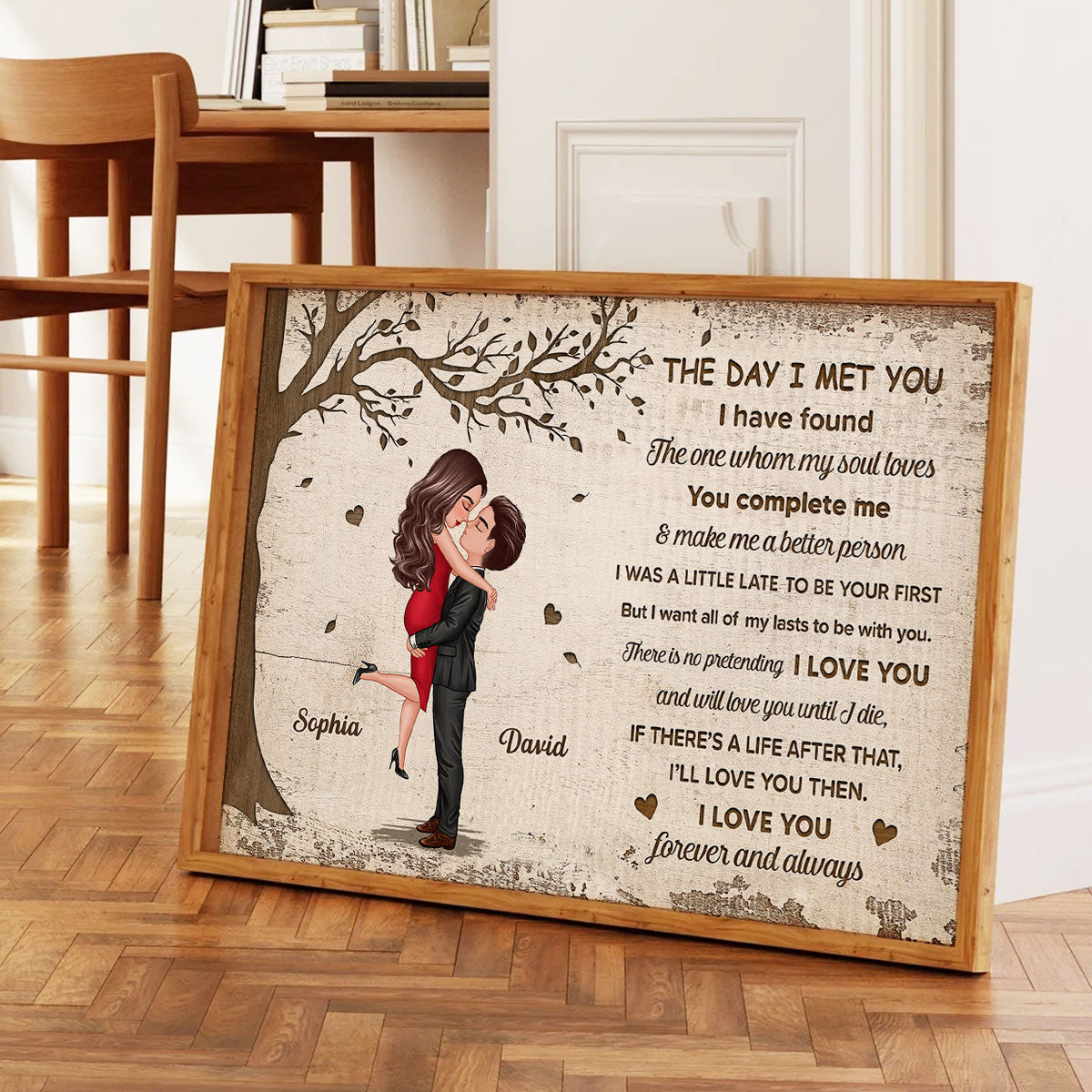 The Day I Met You Hugging Kissing Couple Personalized Poster
