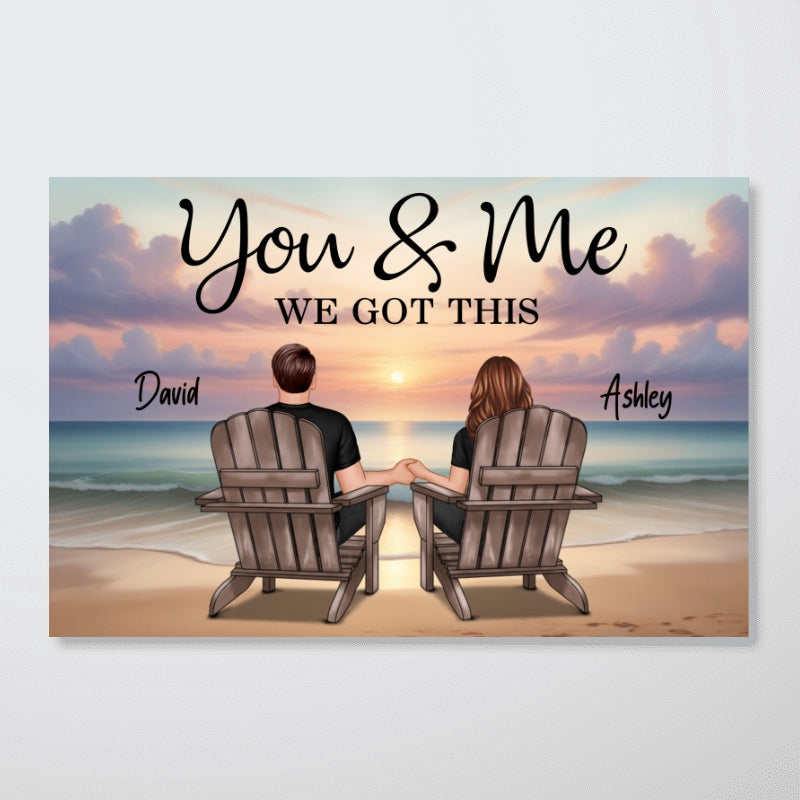 Eternal Sunset Personalized Beach Landscape Couple Poster, Anniversary Gift, Birthday Gift, Wedding Gift For Couple, For Him, For Her