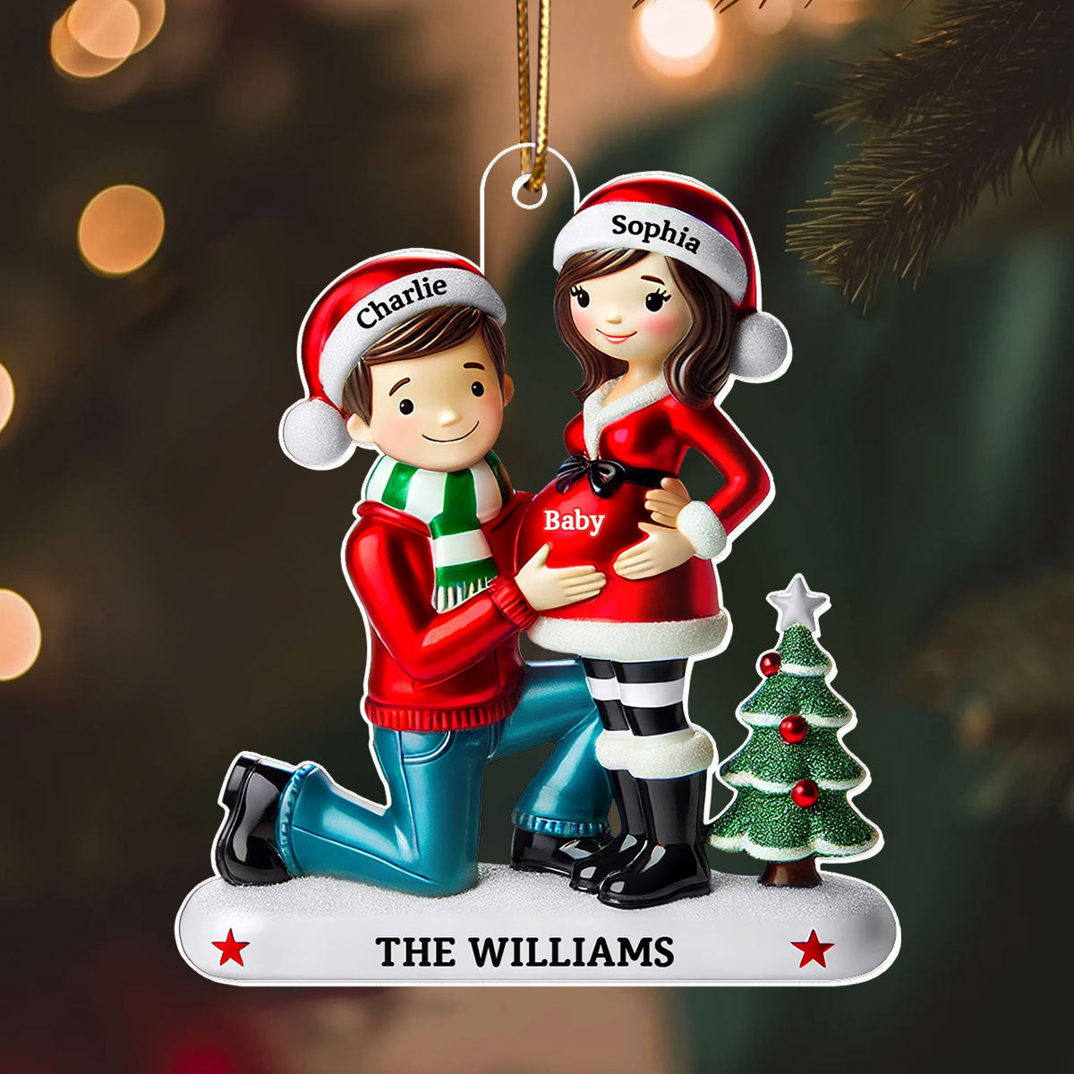 Pregnancy Ornament, Personalized We're Expecting Parents, Pregnant Christmas Ornament, Mom and Dad to Be Gift