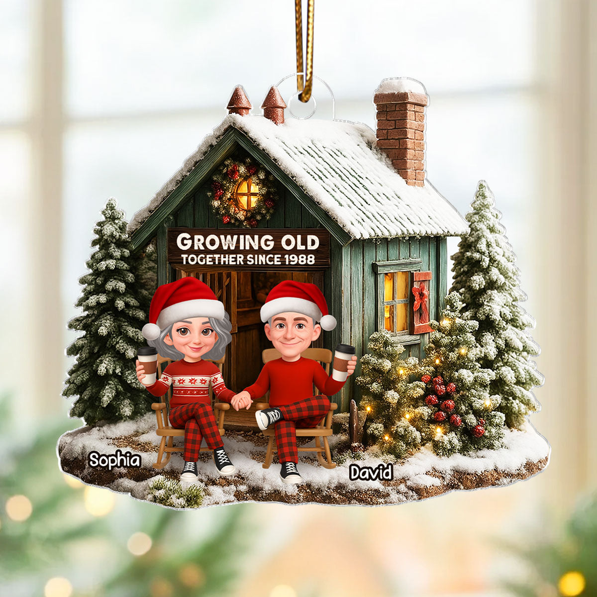 Rustic Farmhouse Couple You & Me We Got This - Personalized Acrylic Ornament - Christmas Gift for him, for her