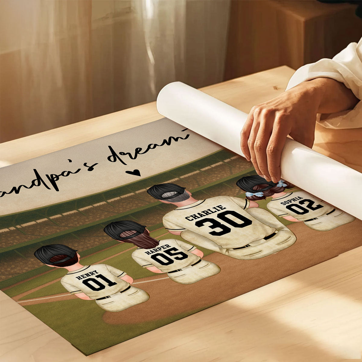 Retro Vintage Baseball Grandpa's Dream Team Personalized Poster| Unique Father's Day Gift For Grandpa