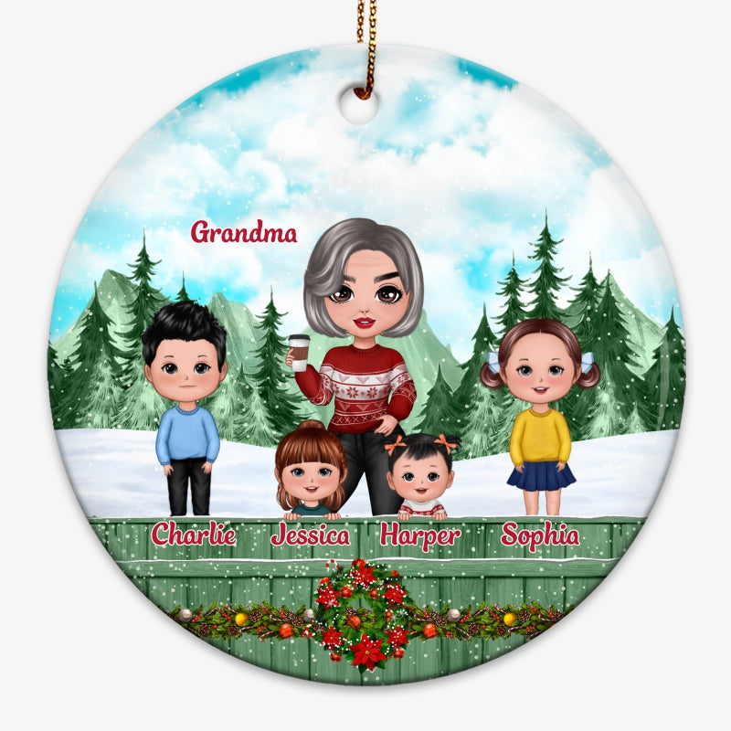 Grandma Life Better With Grandkids Christmas Fence Personalized Circle Ornament