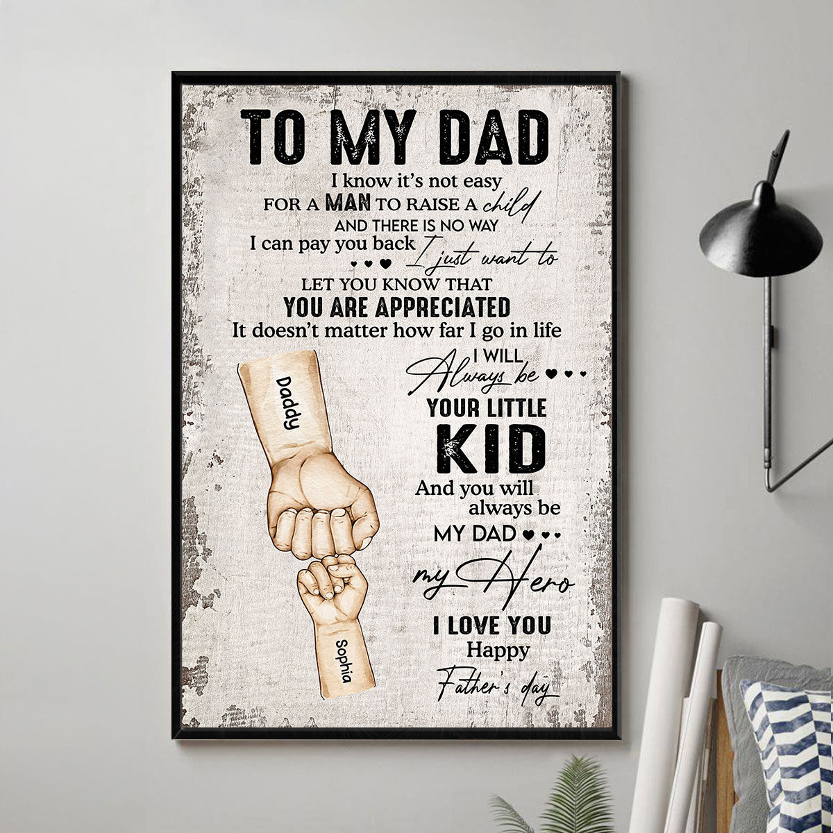 To Our Dad Fist Bump Personalized Poster