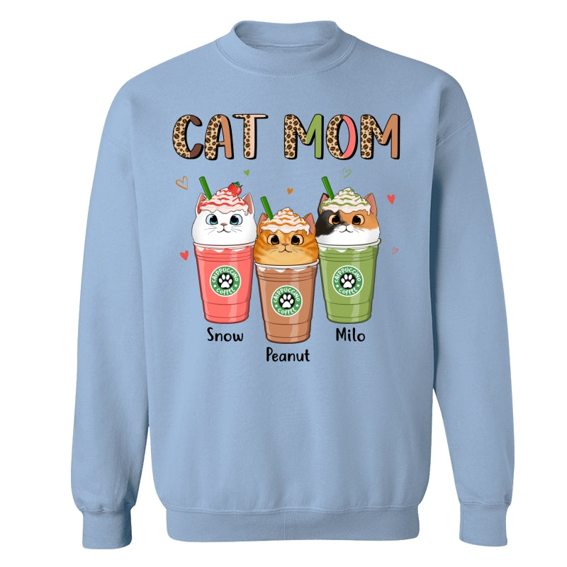 Colorful Half Leopard Cat Mom Catpuccino Coffee Personalized Shirt