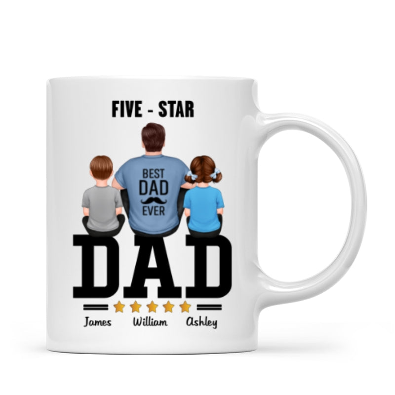 Five - Star Dad Back View Dad And Kids Personalized Mug