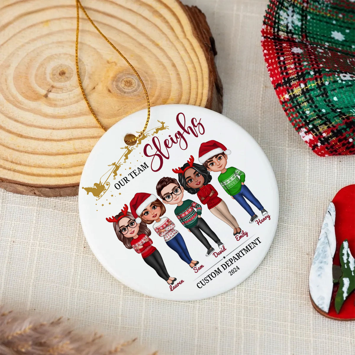 Staff Christmas Gifts, Best Team Ever Christmas Ornaments, Our Team Sleigh 2025 Ornament, Company Christmas Gift for Employees