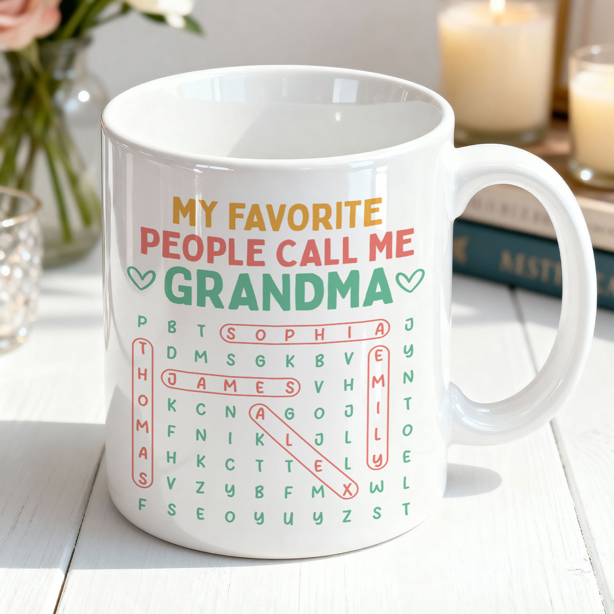 My Favorite People Call Me Grandma Word Search Puzzle - Personalized Mug - Heartfelt Mother's Day Gift for Grandma, Wife