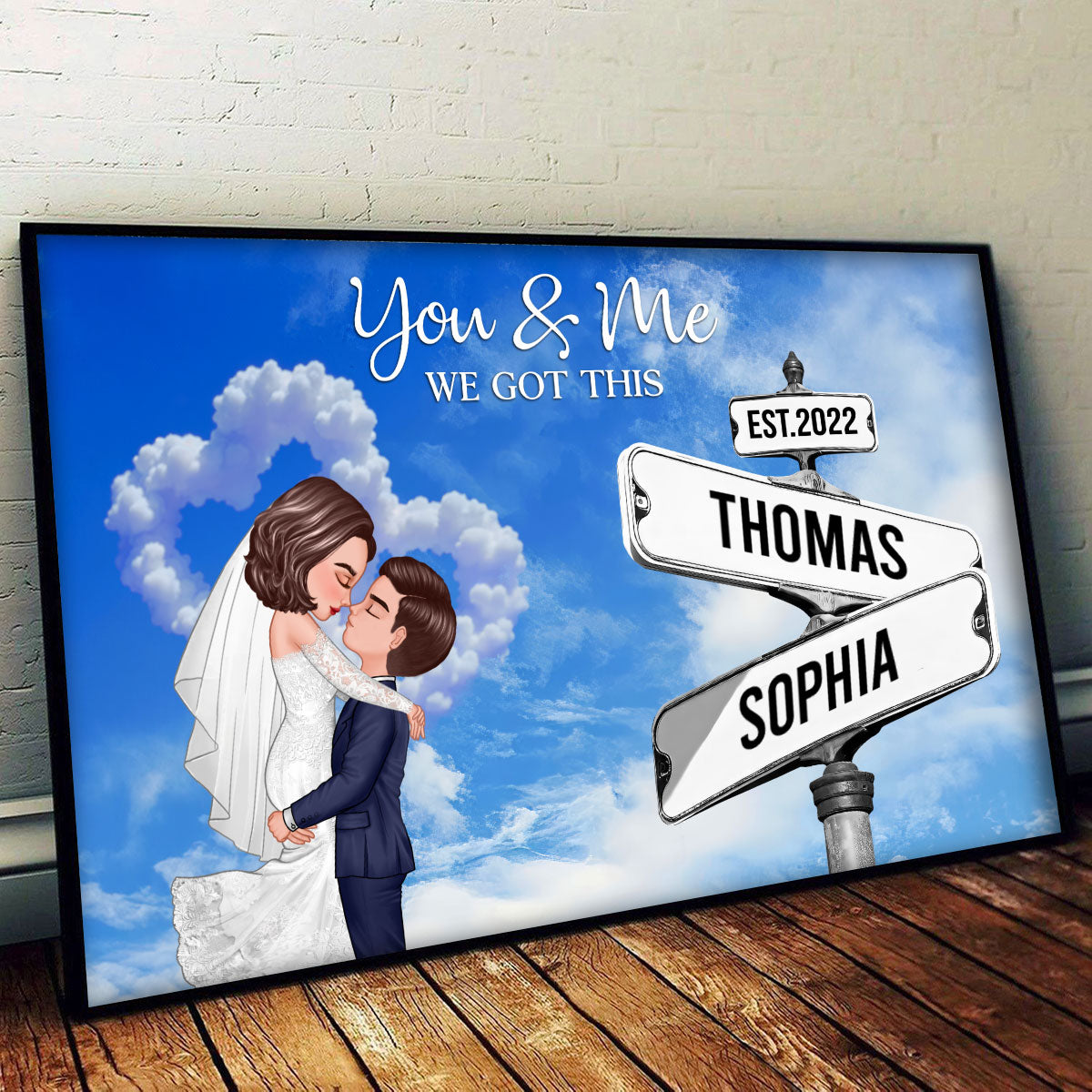 Couple Wedding Personalized Crossroads Sign Couple's Name And Date On Street Sign Poster, Anniversary Gift, Wedding Gift,  Gift For Couple, For Him, For Her