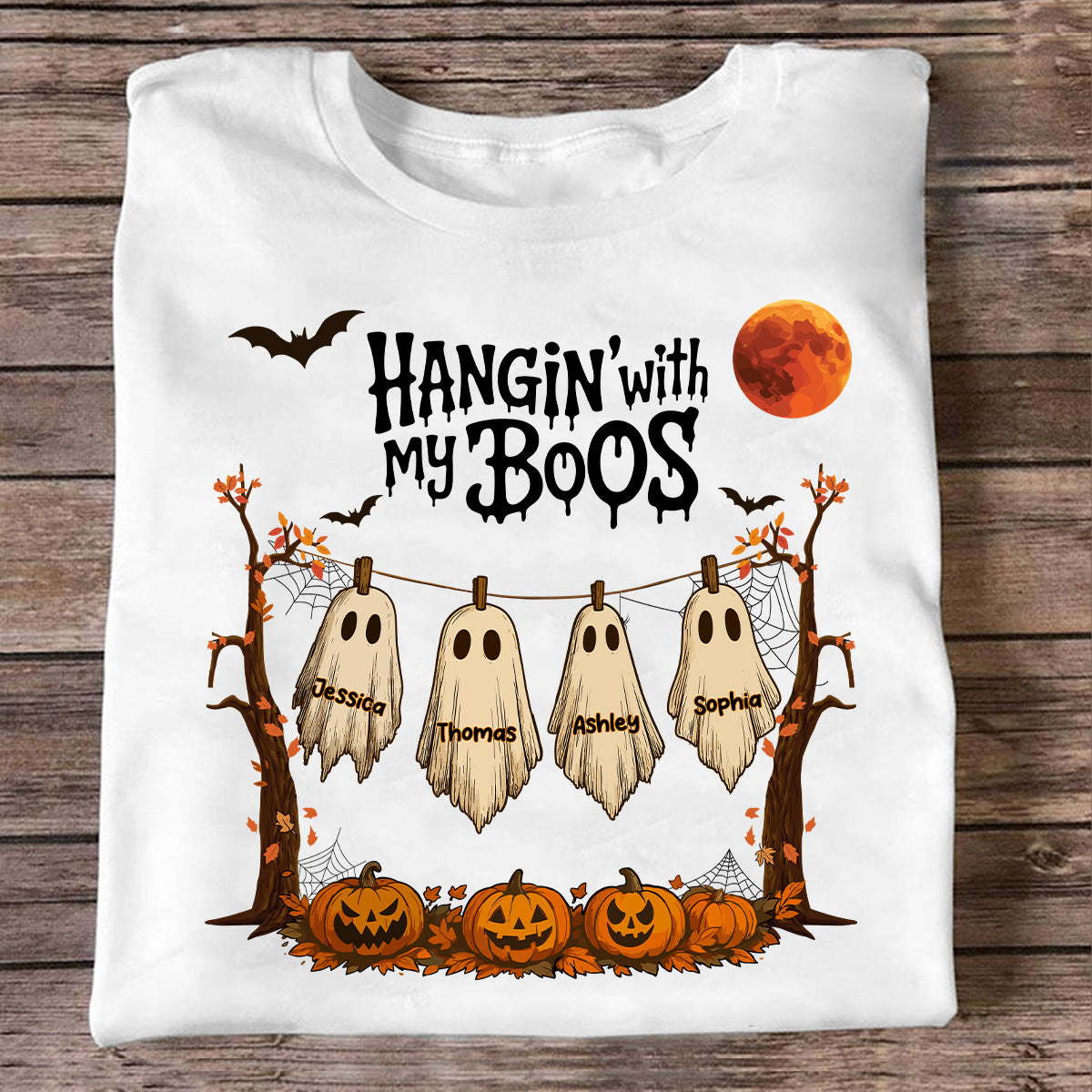 Hangin' With My Boos Halloween Personalized Shirt, Gift For Grandma