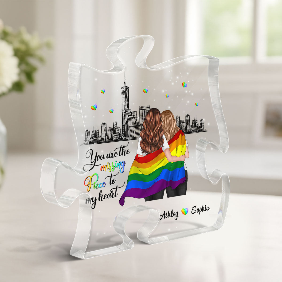 Pride Month LGBT Couple You Are My Missing Piece Personalized Puzzle Acrylic Block Plaque