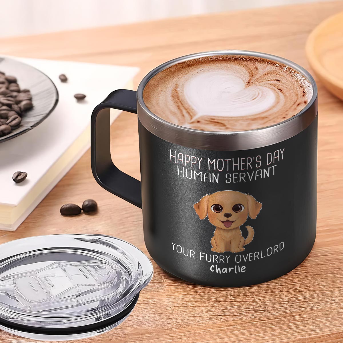 Happy Mother's Father's Day Day Human Servant Watercolor Cute Dogs Personalized Stainless Steel Tumbler With Handle