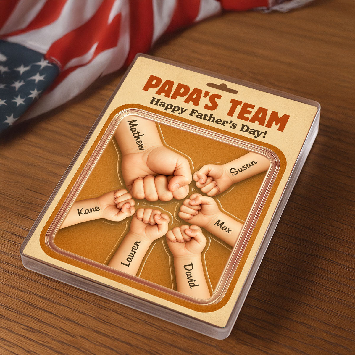 Daddy Team Fist Bump Custom Figure Personalized Acrylic Block Plaque, Father's Day gift