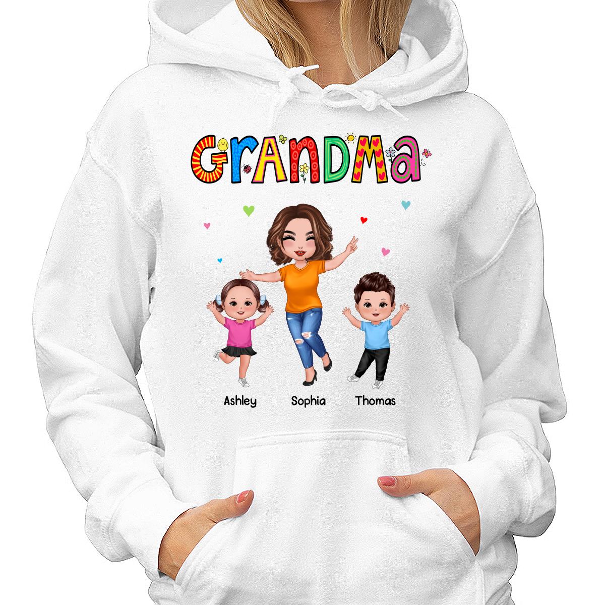 Beautiful Patterns Happy Doll Grandma And Grandkids Personalized Shirt
