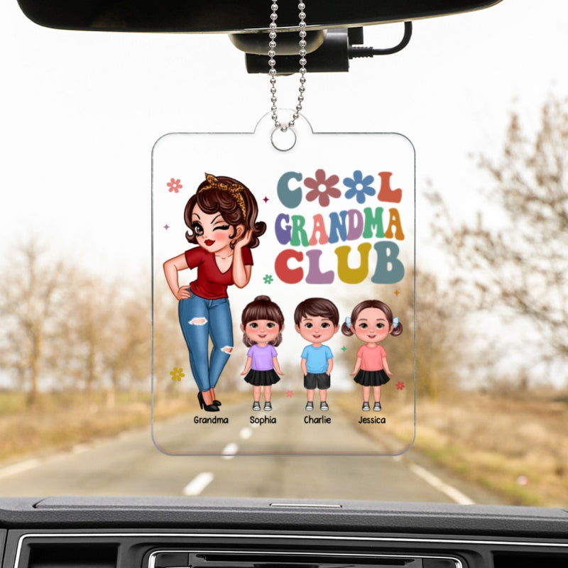 Cool Grandma Club Personalized Acrylic Car Hanger, Gift For Grandma