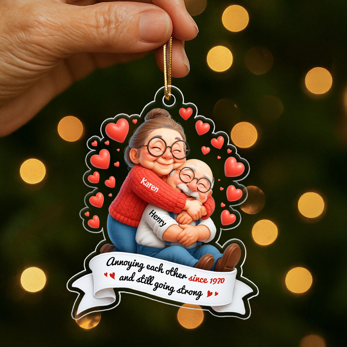 Annoying Each Other Old Couple Personalized Acrylic Ornament - Christmas Gift For Couples, For Wife, For Husband, For Grandparents