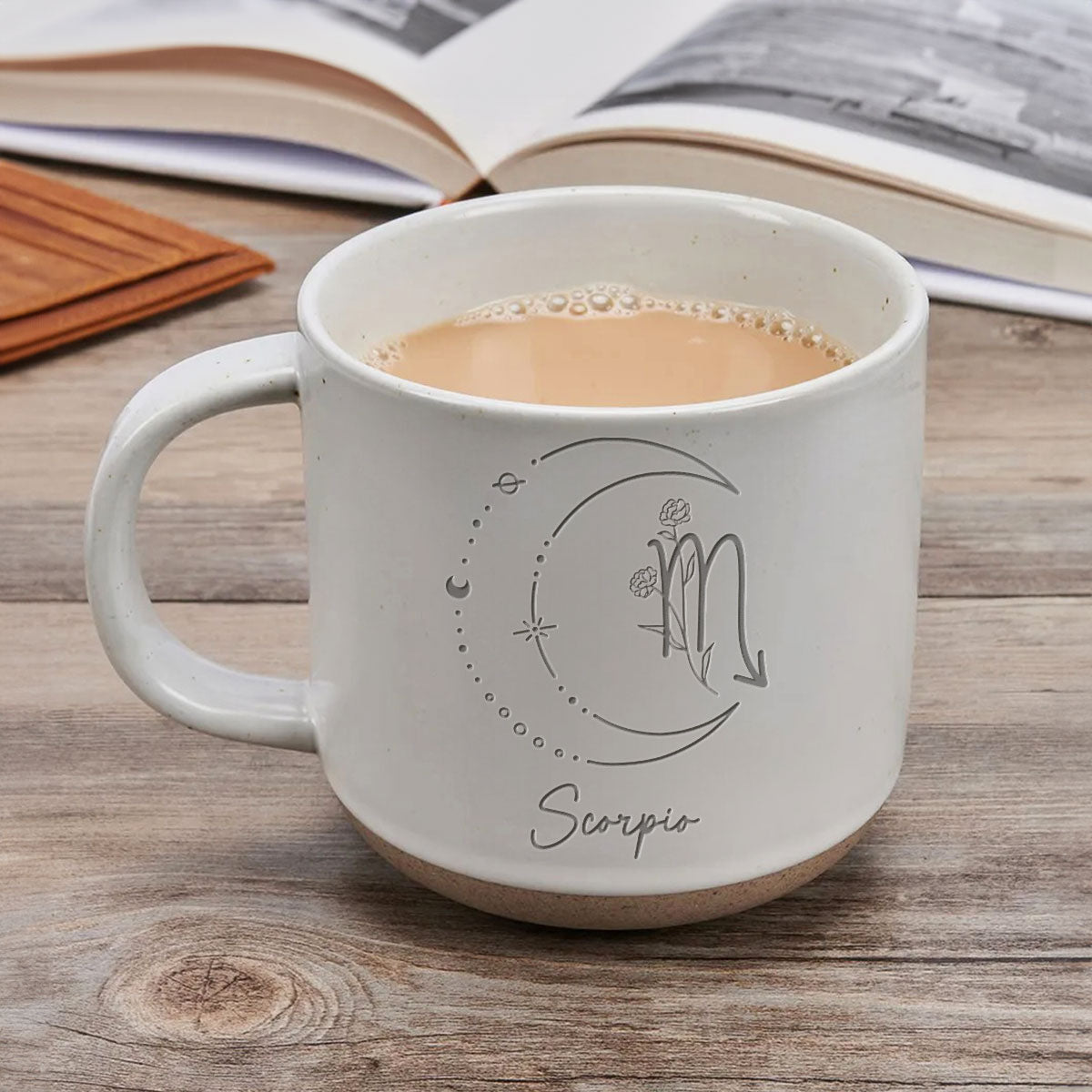Custom Zodiac Sign Personalized Pottery Mug, Zodiac Moon