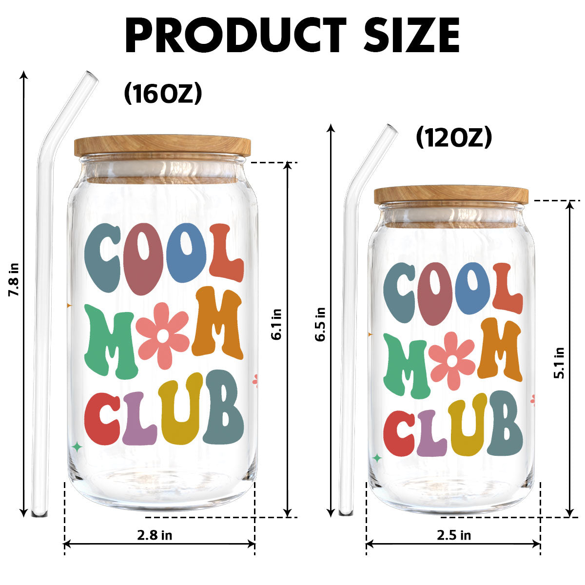 Cool Grandma Mom Club Pretty Woman With Kids Personalized Clear Glass Can