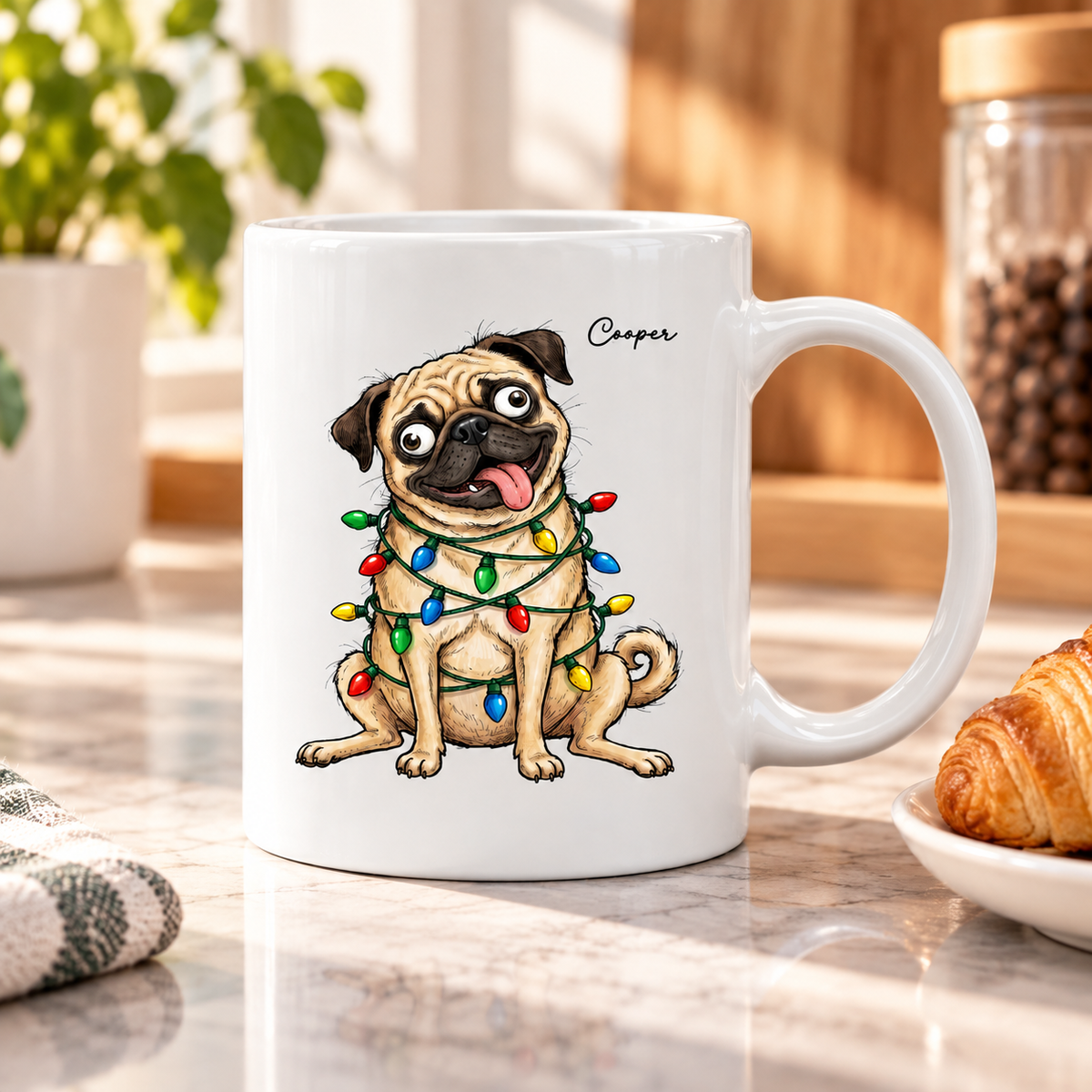 Custom Pet Portrait Quirky Silly Dog - Personalized Mug - Funny Christmas Gift For Dog Lover