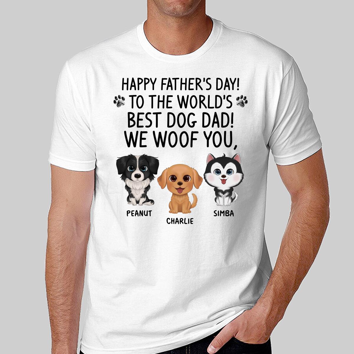 Watercolor Cute Dogs Happy Father‘s Day To The World’s Best Dog Dad Personalized Shirt