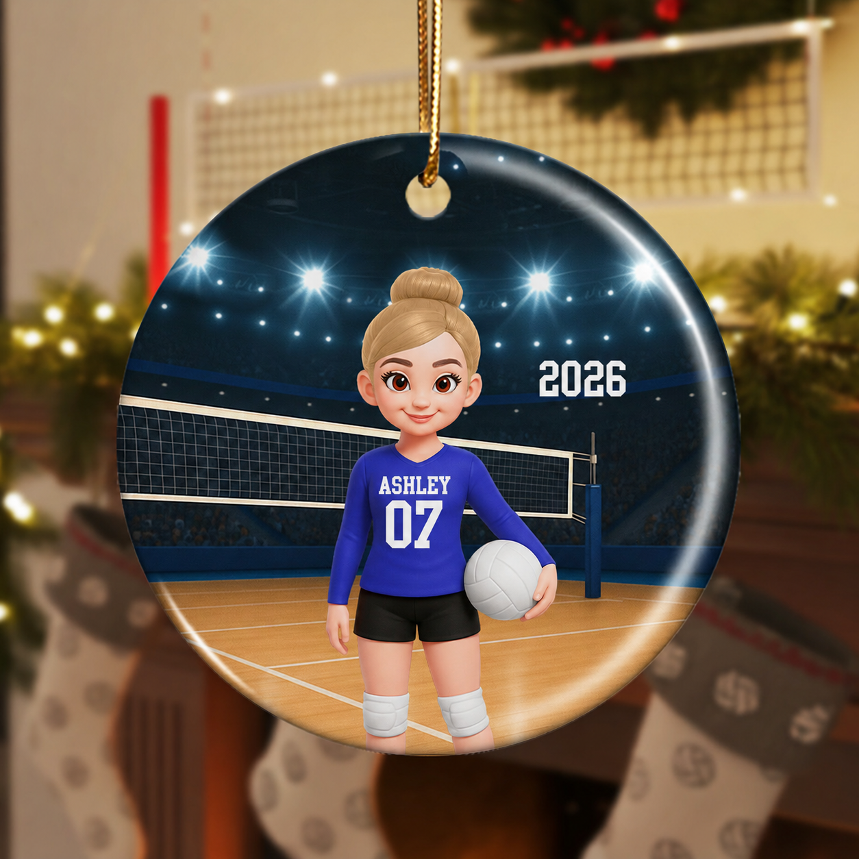 Volleyball Girl On Court - Personalized Ceramic Ornament - Christmas Gift For Teen Girl, Daughter, Granddaughter