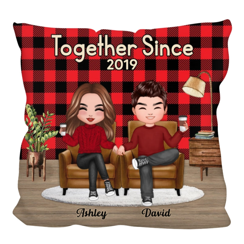 Checkered Pattern Couple Together Since Personalized Pillow (Insert Included)
