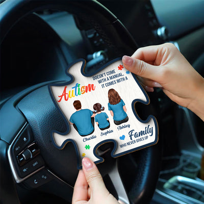 Autism Comes With A Family Never Give Up Family Back View Personalized Car Visor