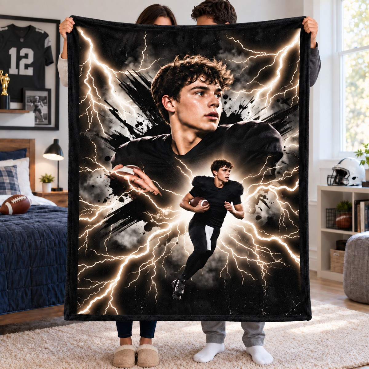 Trending Bootleg Sport Photos Insert - Personalized Fleece Blanket - Gift For Boy, Girl