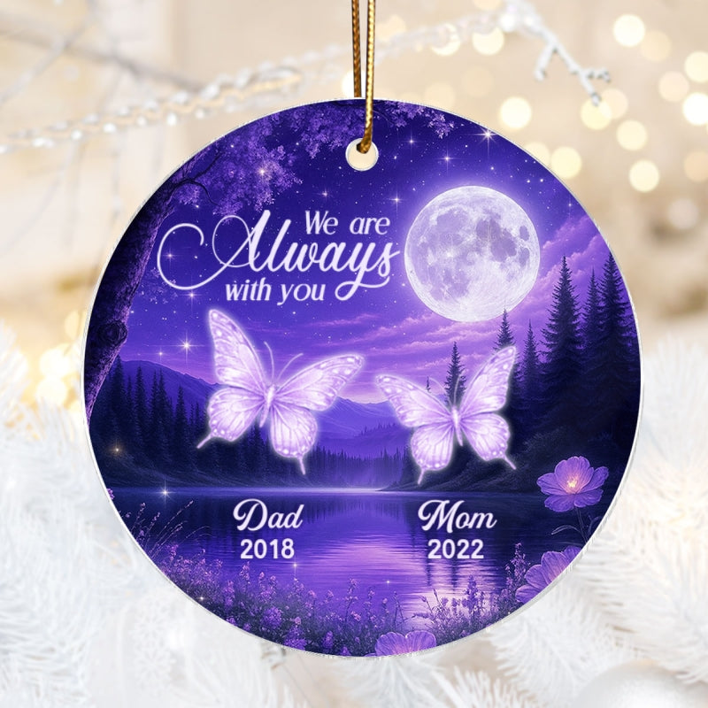 Moonlit Garden with Luminous Butterflies Memorial Personalized Acrylic Ornament, Heartwarming Sympathy Gift for Family