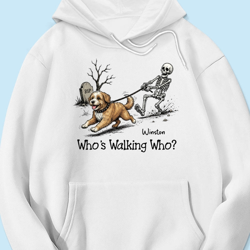 Funny Halloween Dog Who's Walking Who - Personalized Shirt - Upload Photo - Gift For Dog Lovers