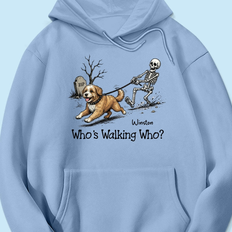Funny Halloween Dog Who's Walking Who - Personalized Shirt - Upload Photo - Gift For Dog Lovers