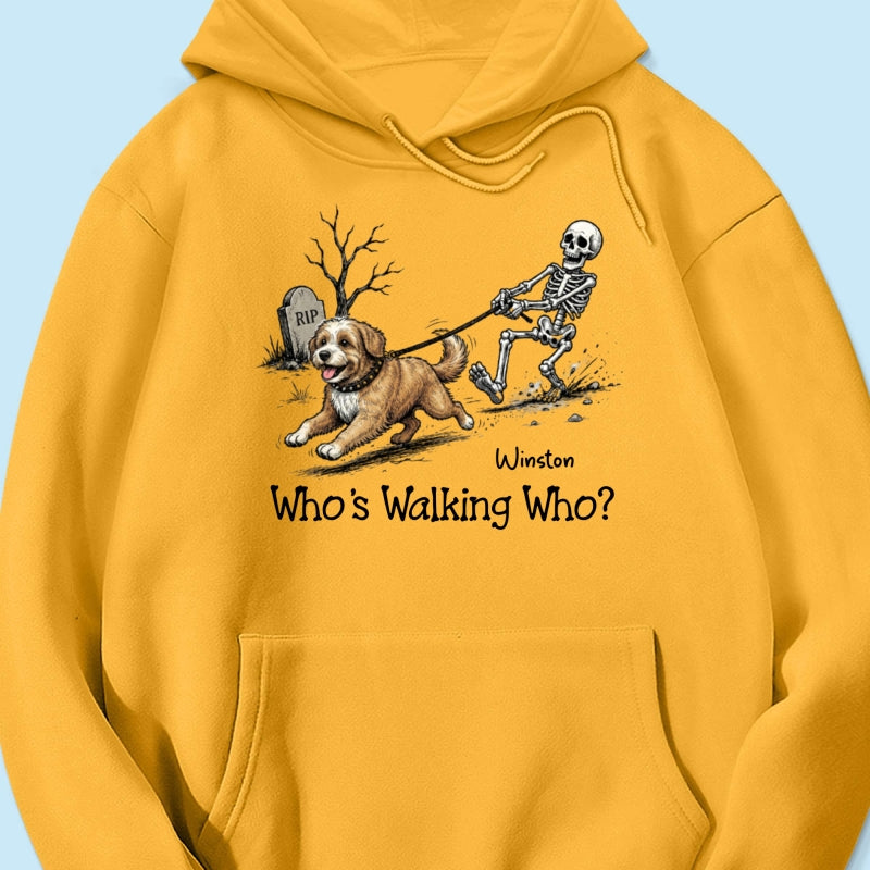 Funny Halloween Dog Who's Walking Who - Personalized Shirt - Upload Photo - Gift For Dog Lovers