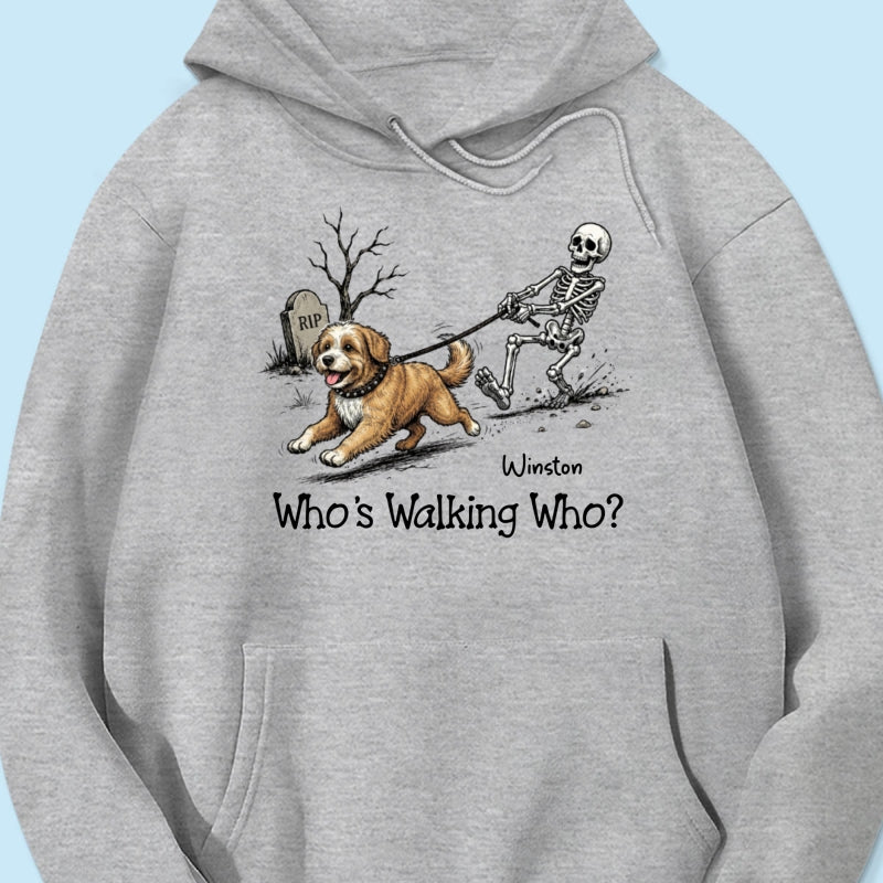 Funny Halloween Dog Who's Walking Who - Personalized Shirt - Upload Photo - Gift For Dog Lovers