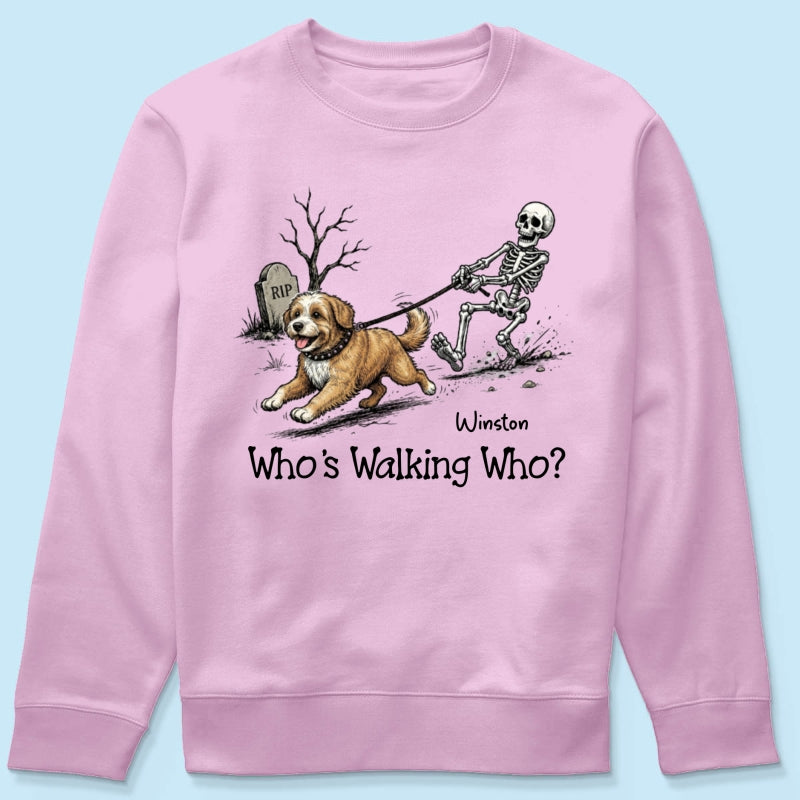 Funny Halloween Dog Who's Walking Who - Personalized Shirt - Upload Photo - Gift For Dog Lovers
