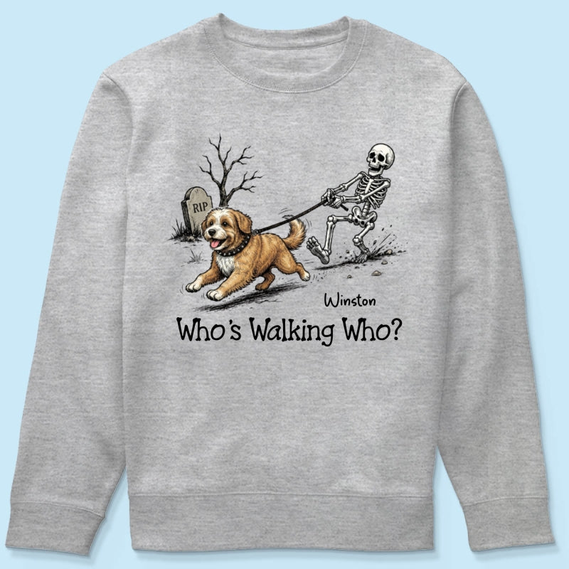 Funny Halloween Dog Who's Walking Who - Personalized Shirt - Upload Photo - Gift For Dog Lovers