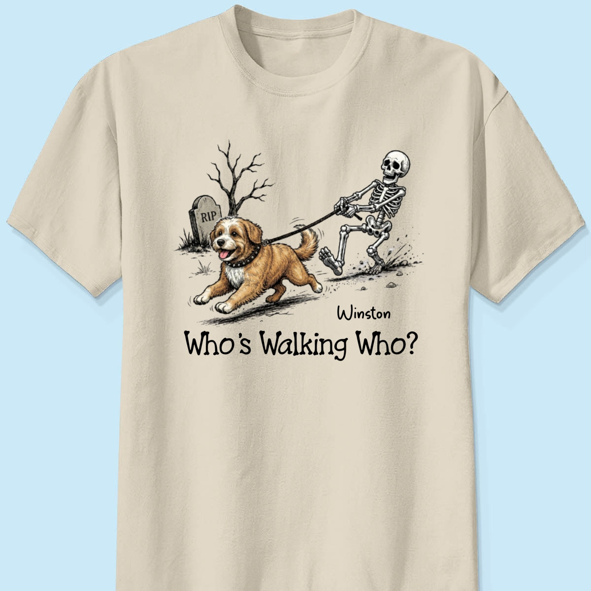 Funny Halloween Dog Who's Walking Who - Personalized Shirt - Upload Photo - Gift For Dog Lovers